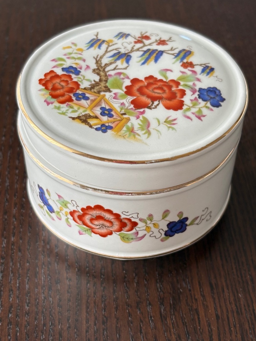 Vintage Sadler England Chinoiserie Floral Lidded Trinket Box